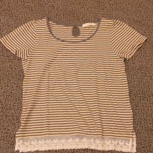 Japanese brand stripe top with lace
